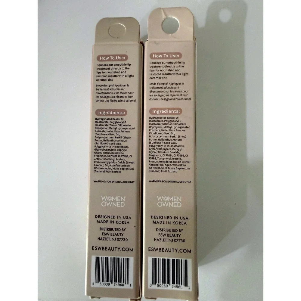 2 pack ESW Beauty Vanilla Almond Butter Smoothie Lip Treatment Shea Vitamin E